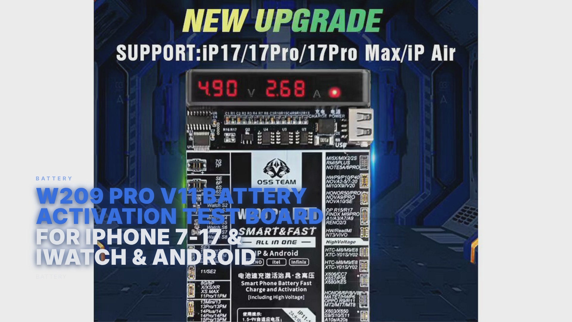 W209 Pro V11 Battery Activation Test Board For IPhone 7-17 & iWatch & Android Repair Tool FoneFunShop