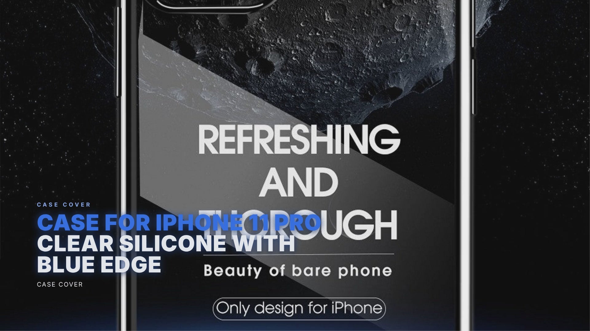 Case For iPhone 11 Pro Clear Silicone With Blue Edge Case Cover FoneFunShop