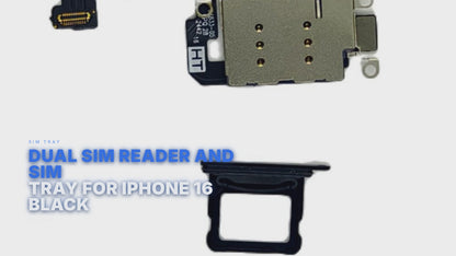 Dual Sim Reader and Sim Tray for iPhone 16 Black Sim Tray FoneFunShop