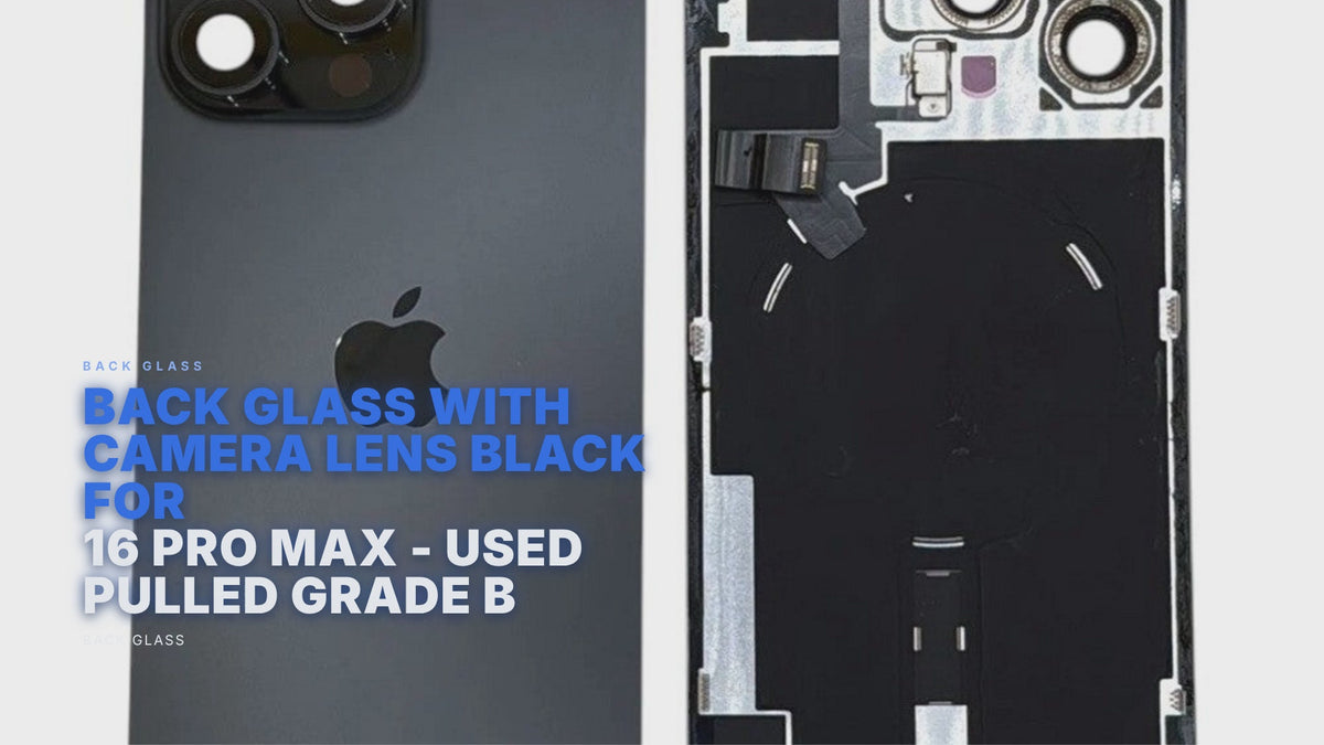 Back Glass with Camera Lens Black for iPhone 16 Pro Max - Used Pulled Grade B Back Glass FoneFunShop