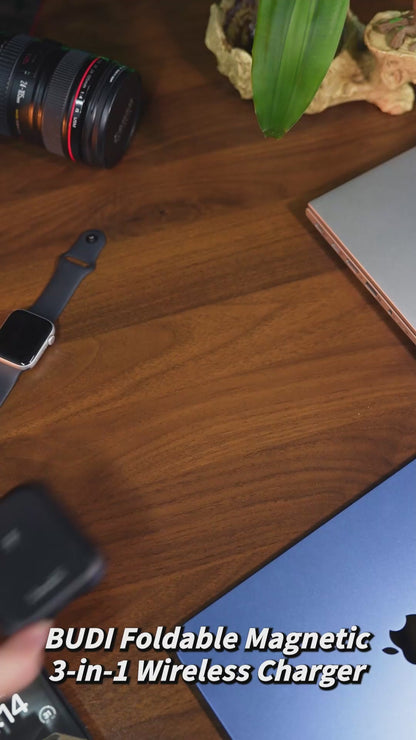 Wireless Charger For iPhone 15 14 13 12 Pods Watch Budi Magnetic Foldable 15W Budi FoneFunShop