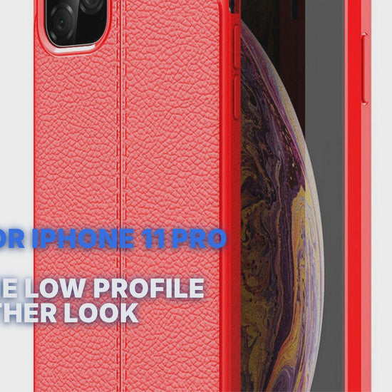 Case For iPhone 11 Pro Red Slimline Low Profile PU Leather Look Case Cover FoneFunShop