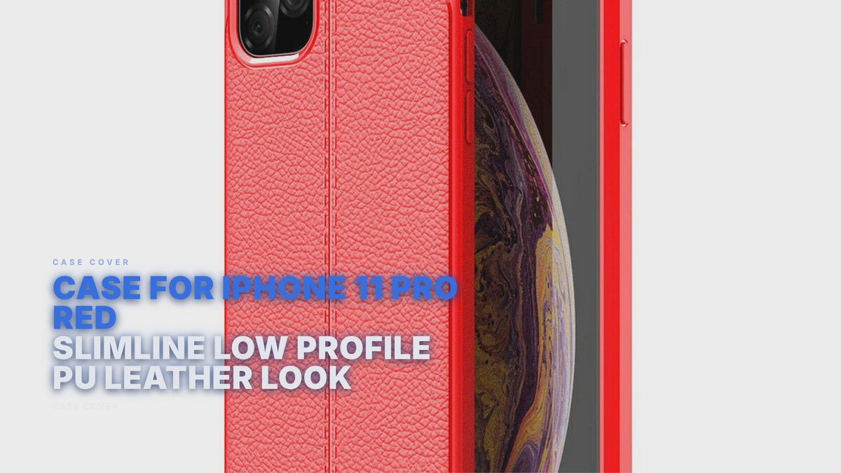 Case For iPhone 11 Pro Red Slimline Low Profile PU Leather Look Case Cover FoneFunShop