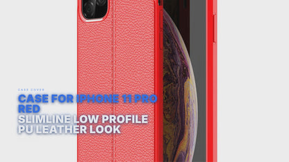Case For iPhone 11 Pro Red Slimline Low Profile PU Leather Look Case Cover FoneFunShop