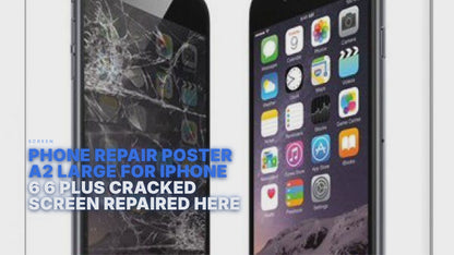 Phone Repair Poster A2 LARGE For iPhone 6 6 Plus Cracked Screen Repaired Here Screen FoneFunShop