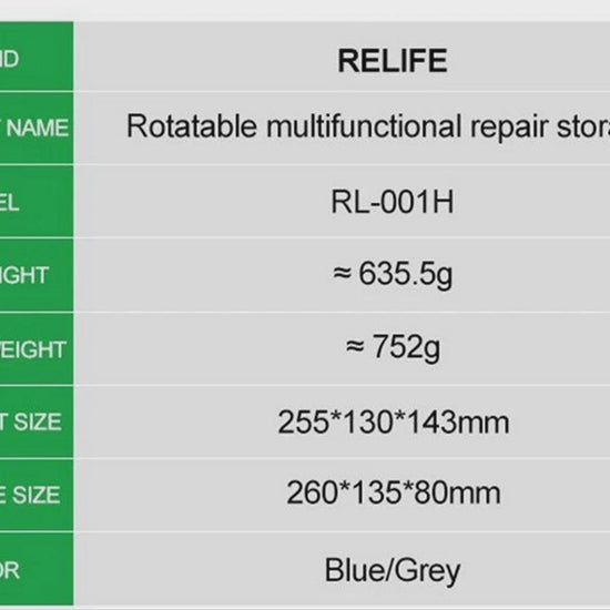 360 Rotating Stepped Tool Organizer Phone Repair Storage Rack RELIFE RL-001H - Blue Tool Organizer Storage FoneFunShop