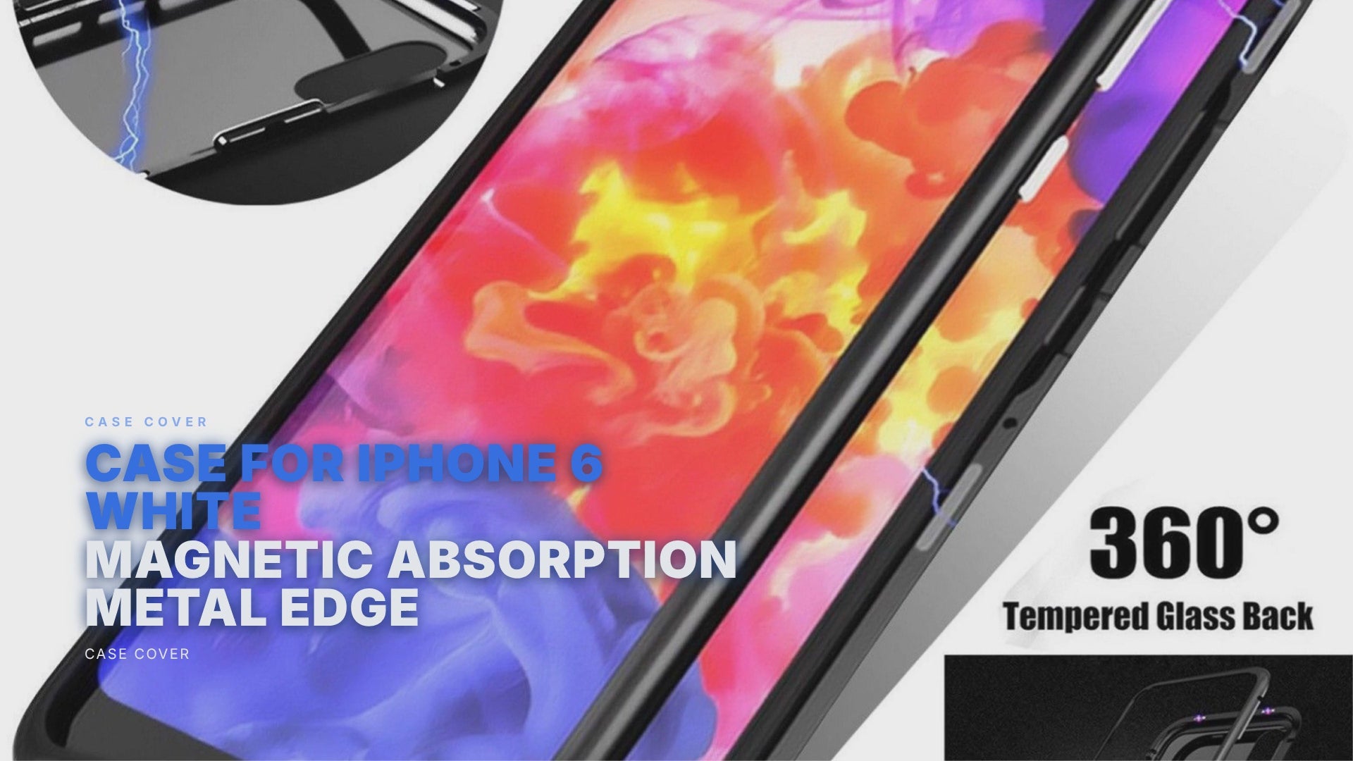 Case For iPhone 6 White Magnetic Absorption Metal Edge Case Cover FoneFunShop