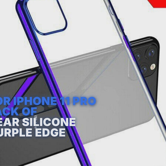 Case For iPhone 11 Pro Bulk Pack of 10 X Clear Silicone With Purple Edge Case Cover FoneFunShop