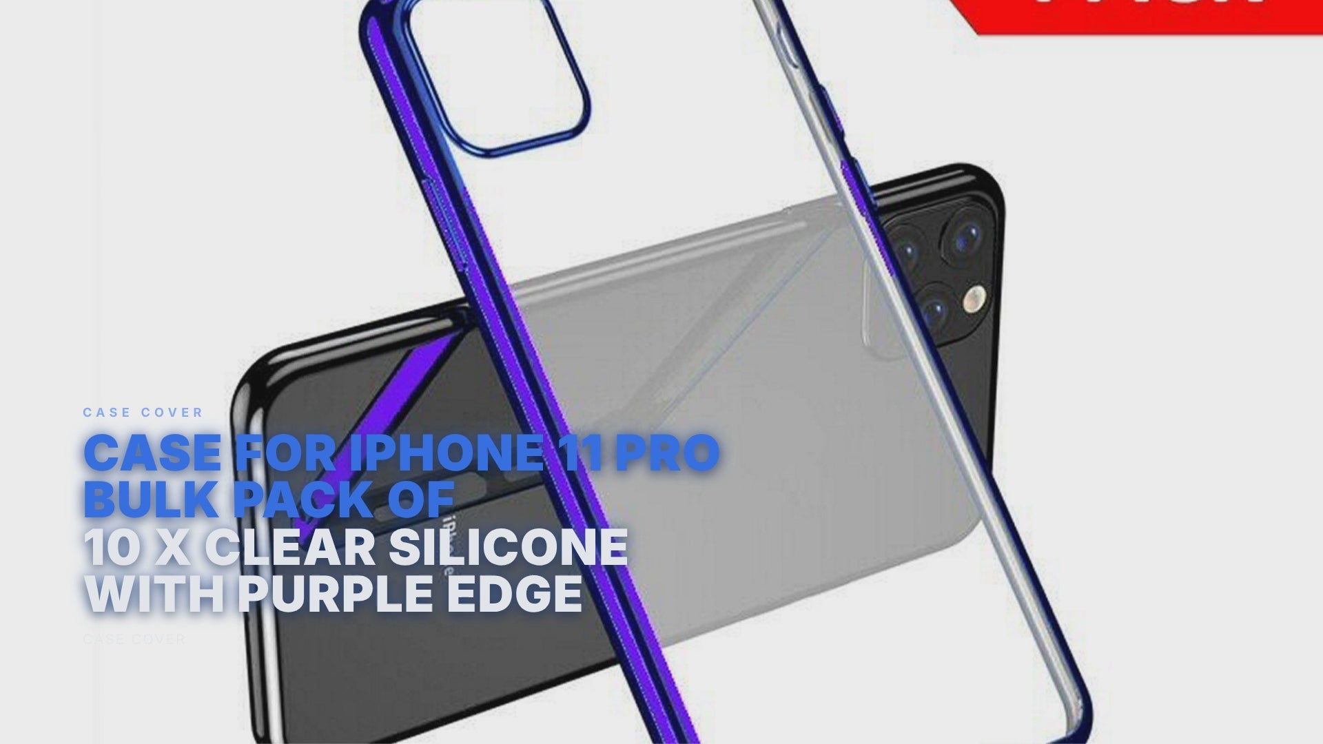 Case For iPhone 11 Pro Bulk Pack of 10 X Clear Silicone With Purple Edge Case Cover FoneFunShop