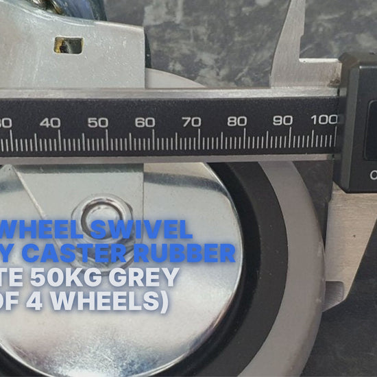 4 inch Wheel Swivel Trolley Caster Rubber 100mm On Plate 50kg Grey (Pack of 4 Wheels) Wheel FoneFunShop