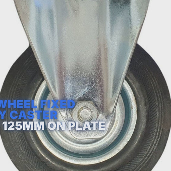 5 inch Wheel Fixed Trolley Caster Rubber 125mm On Plate Black Wheel FoneFunShop