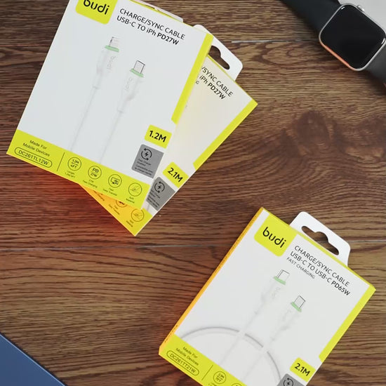 Budi 3M PD65W Cable White USB-C To USB-C Cable FoneFunShop