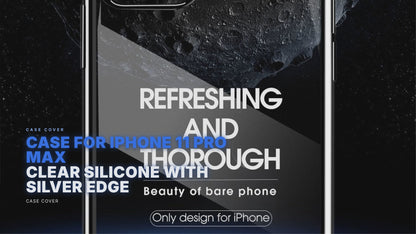 Case For iPhone 11 Pro Max Clear Silicone With Silver Edge Case Cover FoneFunShop