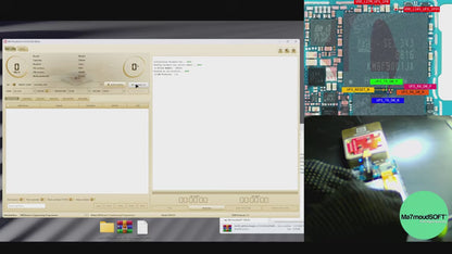 MiPiTester Ultra with ICFriend ISP adapter reading a UFS phone via ISP pinouts