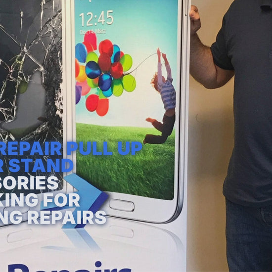 Phone Repair Pull Up Banner Stand Accessories Unlocking For Samsung Repairs Unlock FoneFunShop