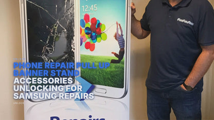 Phone Repair Pull Up Banner Stand Accessories Unlocking For Samsung Repairs Unlock FoneFunShop