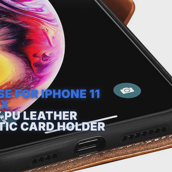 Flip Case For iPhone 11 Pro Max Luxury PU Leather Magnetic Card Holder Red Case Cover FoneFunShop