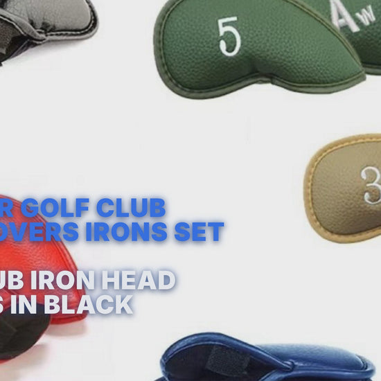 Leather Golf Club Headcovers Irons Set 12 Pcs Club Iron Head Covers in Black Golf Accessorise FoneFunShop