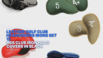 Leather Golf Club Headcovers Irons Set 12 Pcs Club Iron Head Covers in Black Golf Accessorise FoneFunShop