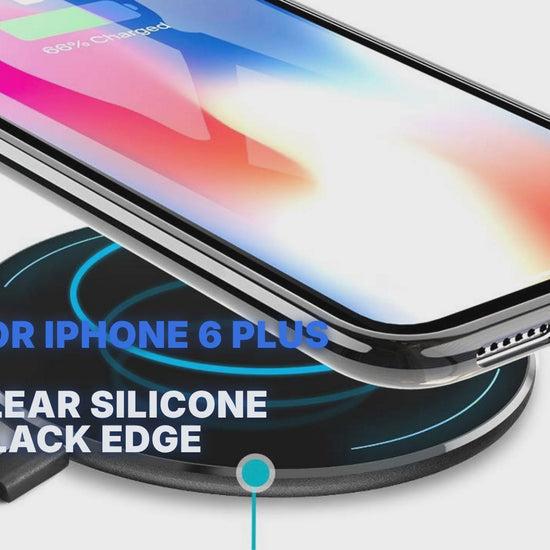 Case For iPhone 6 Plus 6s Plus Clear Silicone With Black Edge Case Cover FoneFunShop
