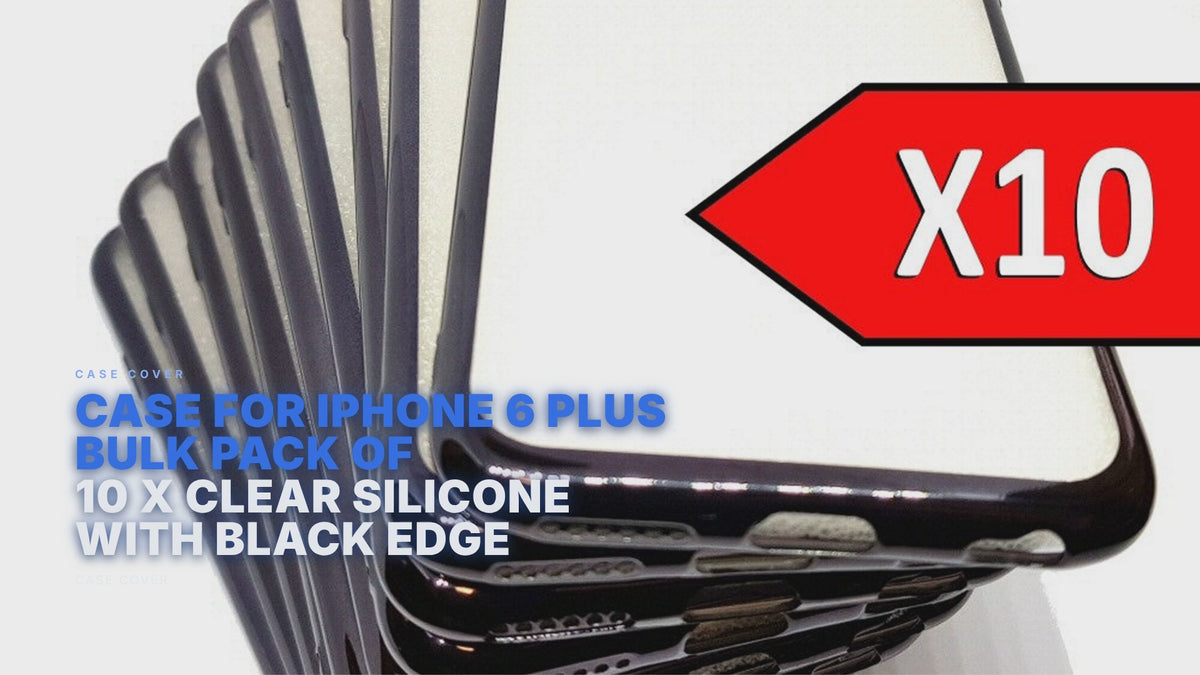 Case For iPhone 6 Plus Bulk Pack of 10 X Clear Silicone With Black Edge Case Cover FoneFunShop