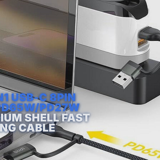 Budi 4in1 USB-C 8Pin USB-A PD65W/PD27W Aluminium Shell Fast Charging Cable Cable FoneFunShop