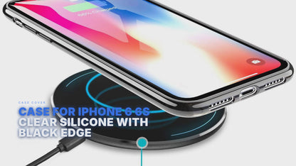 Case For iPhone 6 6s Clear Silicone With Black Edge Case Cover FoneFunShop