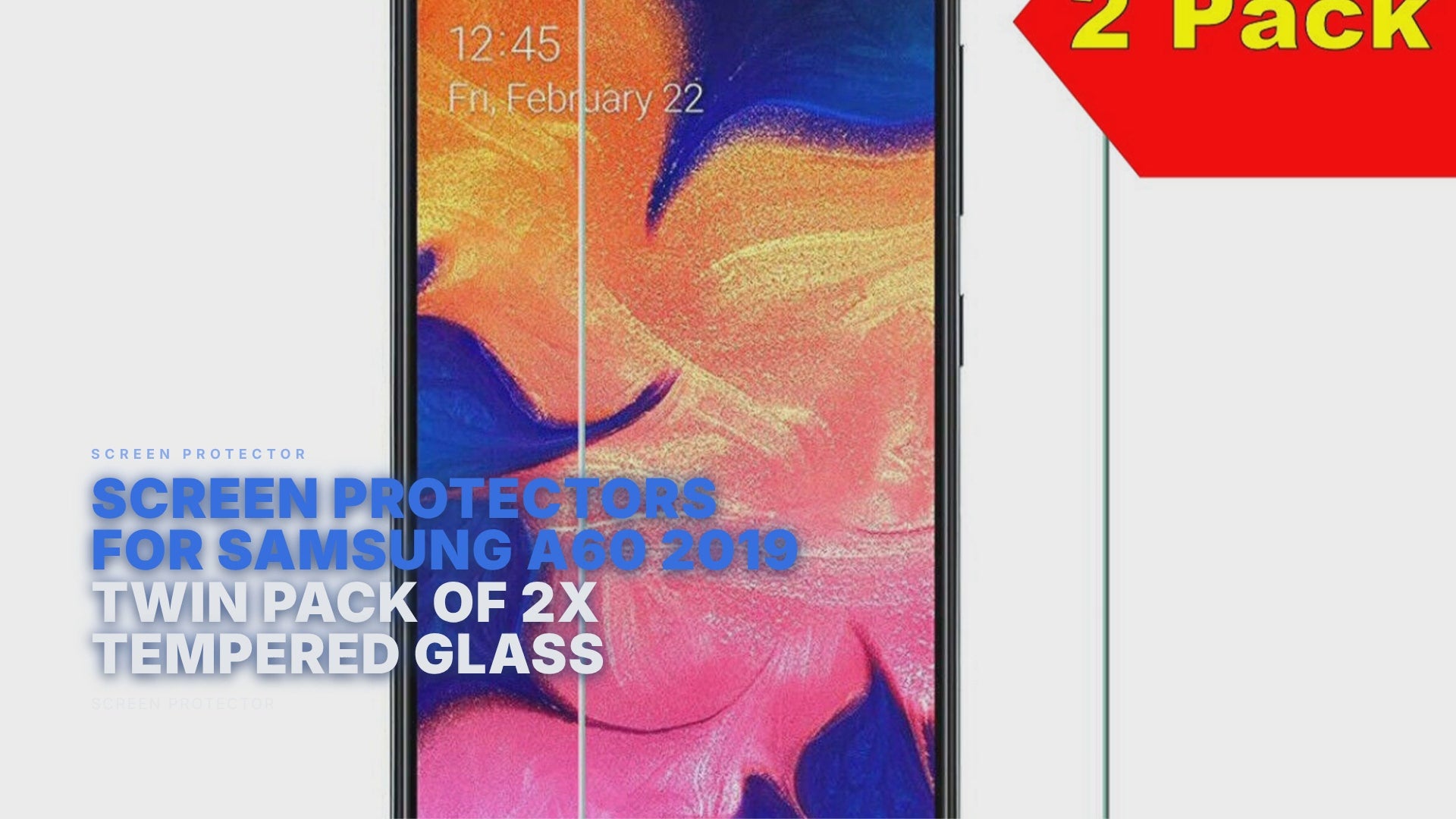Screen Protectors For Samsung A60 2019 Twin Pack of 2x Tempered Glass Screen Protector FoneFunShop