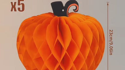 Halloween 5pc Pumpkin Honeycomb Paper Balls Thanksgiving Party Decor Halloween Decoration FoneFunShop