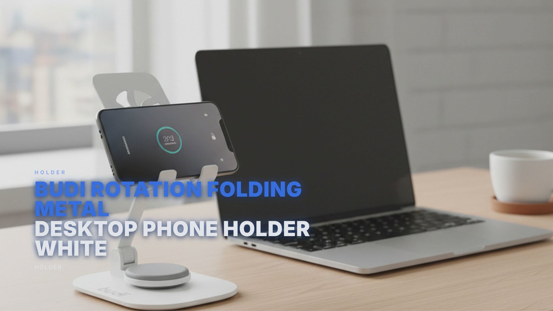 Budi Rotation Folding Metal Desktop Phone Holder White Holder Budi