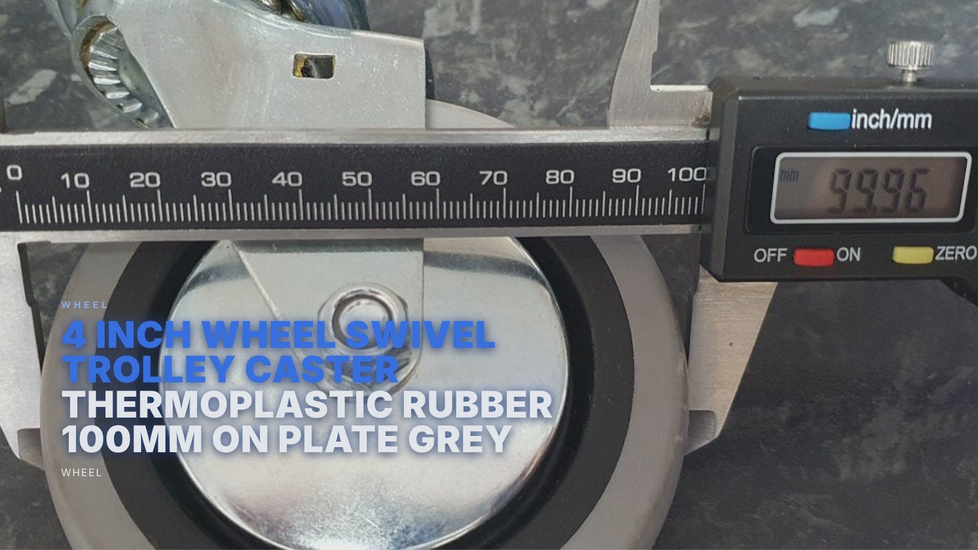 4 inch Wheel Swivel Trolley Caster Thermoplastic Rubber 100mm On Plate Grey Wheel FoneFunShop
