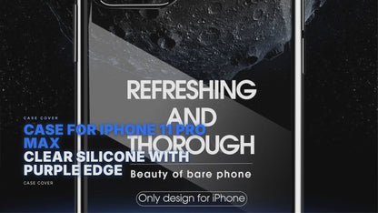 Case For iPhone 11 Pro Max Clear Silicone With Purple Edge Case Cover FoneFunShop