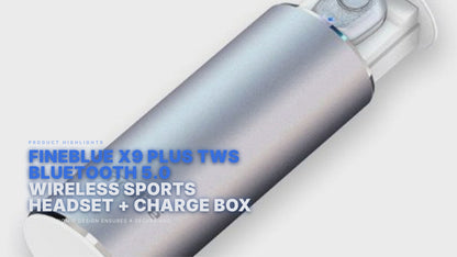FineBlue X9 Plus Tws Bluetooth 5.0 Earphone Wireless Sports Headset + Charge Box Silver FoneFunShop