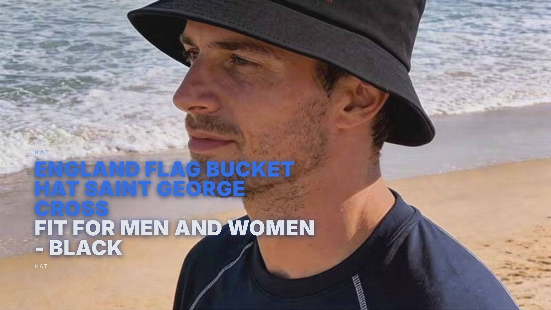 England Flag Bucket Hat Saint George Cross Unisex Fit for Men and Women - Black Hat FoneFunShop
