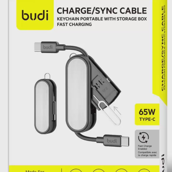 Budi Type-C to Type-C Charge / Sync Cable Portable Keychain 65W Cable FoneFunShop