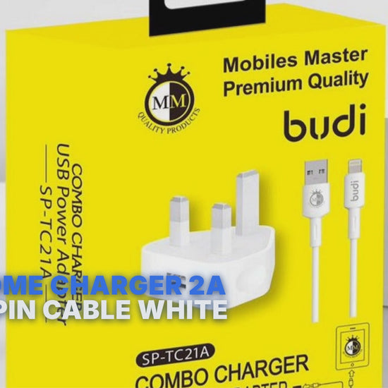 Budi Home Charger 2A With 8Pin Cable White Charger Budi