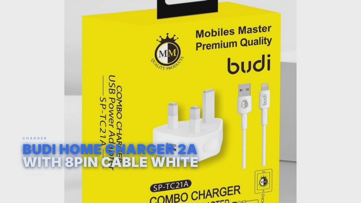 Budi Home Charger 2A With 8Pin Cable White Charger Budi