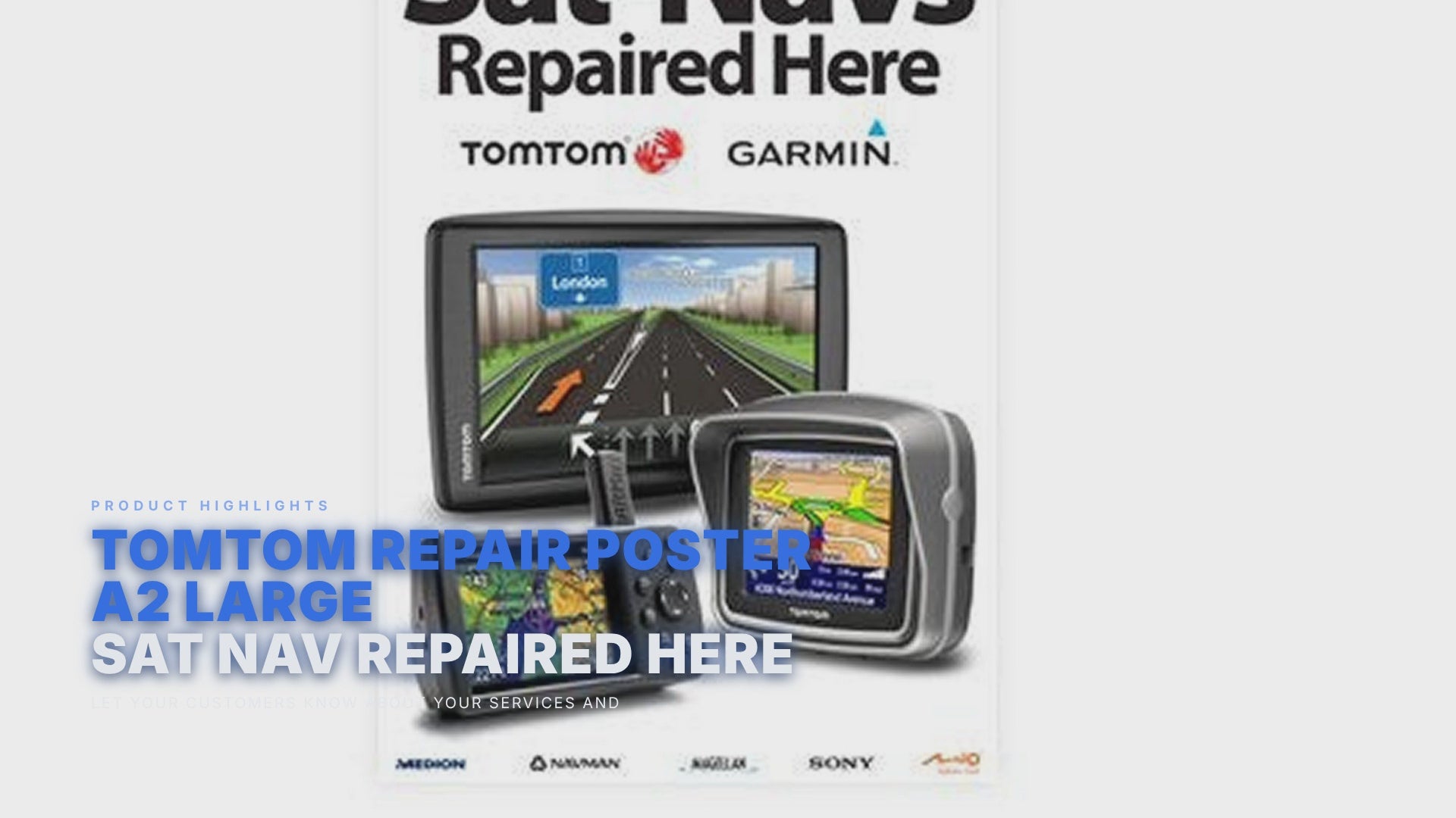 TomTom Repair Poster A2 LARGE SAT NAV Repaired Here FoneFunShop