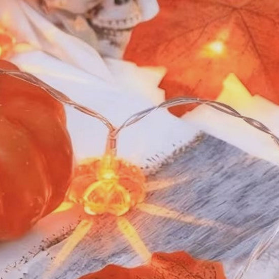 Halloween Maple Leaf & 3D Pumpkin String Lights 10 LED Fall Halloween Decoration FoneFunShop