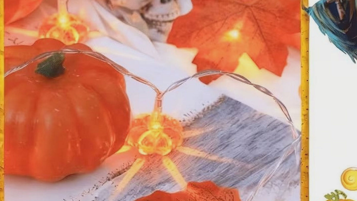 Halloween Maple Leaf & 3D Pumpkin String Lights 10 LED Fall Halloween Decoration FoneFunShop