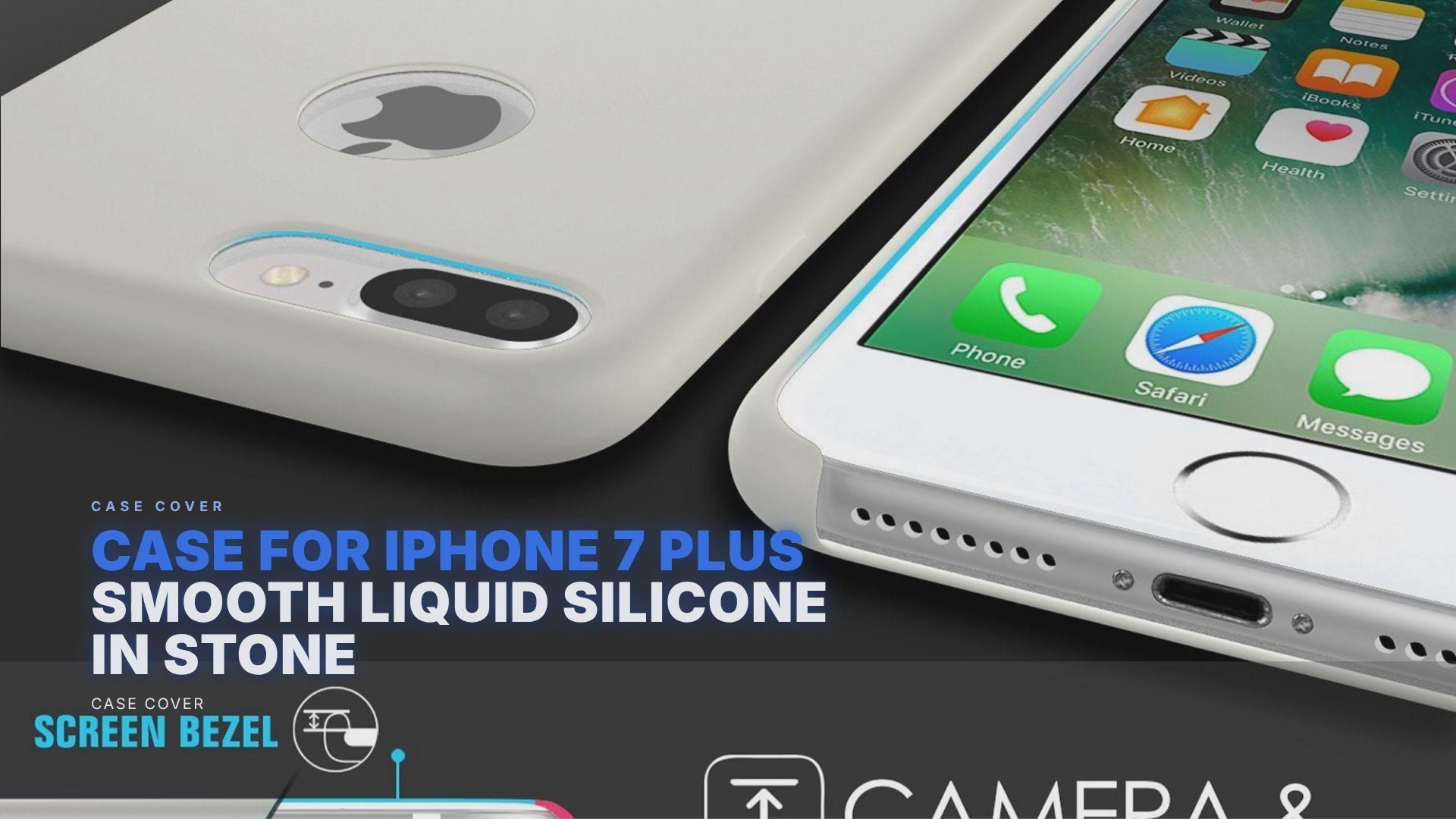 Case For iPhone 7 Plus Smooth Liquid Silicone in Stone Case Cover FoneFunShop