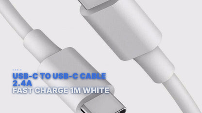 USB-C to USB-C Cable 2.4A Fast Charge 1M White Cable FoneFunShop