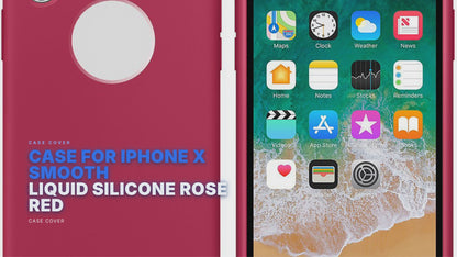 Case For iPhone X Smooth Liquid Silicone Rose Red Case Cover FoneFunShop