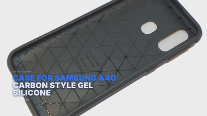 Case For Samsung A40 Carbon Style Gel Silicone Case Cover FoneFunShop