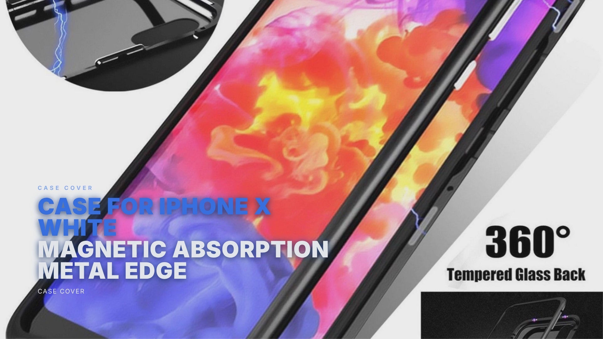 Case For iPhone X White Magnetic Absorption Metal Edge Case Cover FoneFunShop