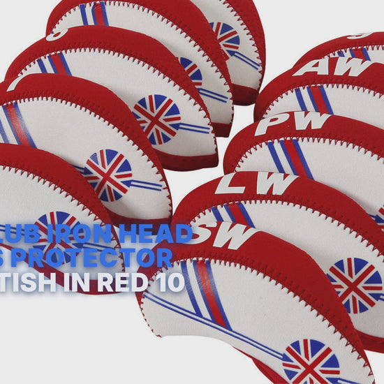 Golf Club Iron Head Covers Protector Headcover Set British in Red 10 Pcs Golf Accessorise FoneFunShop