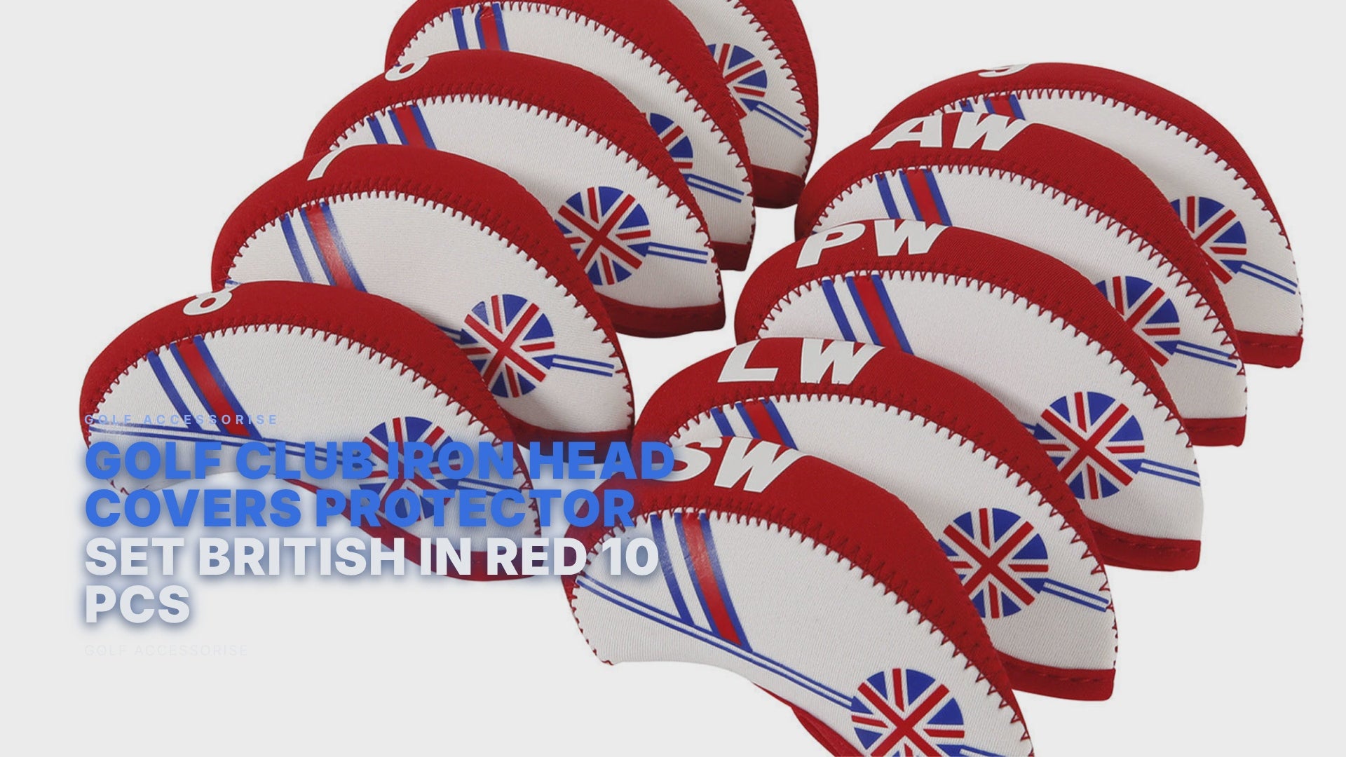 Golf Club Iron Head Covers Protector Headcover Set British in Red 10 Pcs Golf Accessorise FoneFunShop