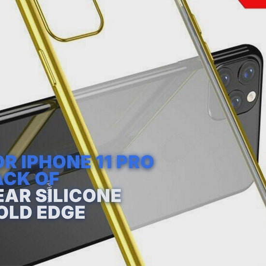 Case For iPhone 11 Pro Bulk Pack of 10 X Clear Silicone With Gold Edge Case Cover FoneFunShop