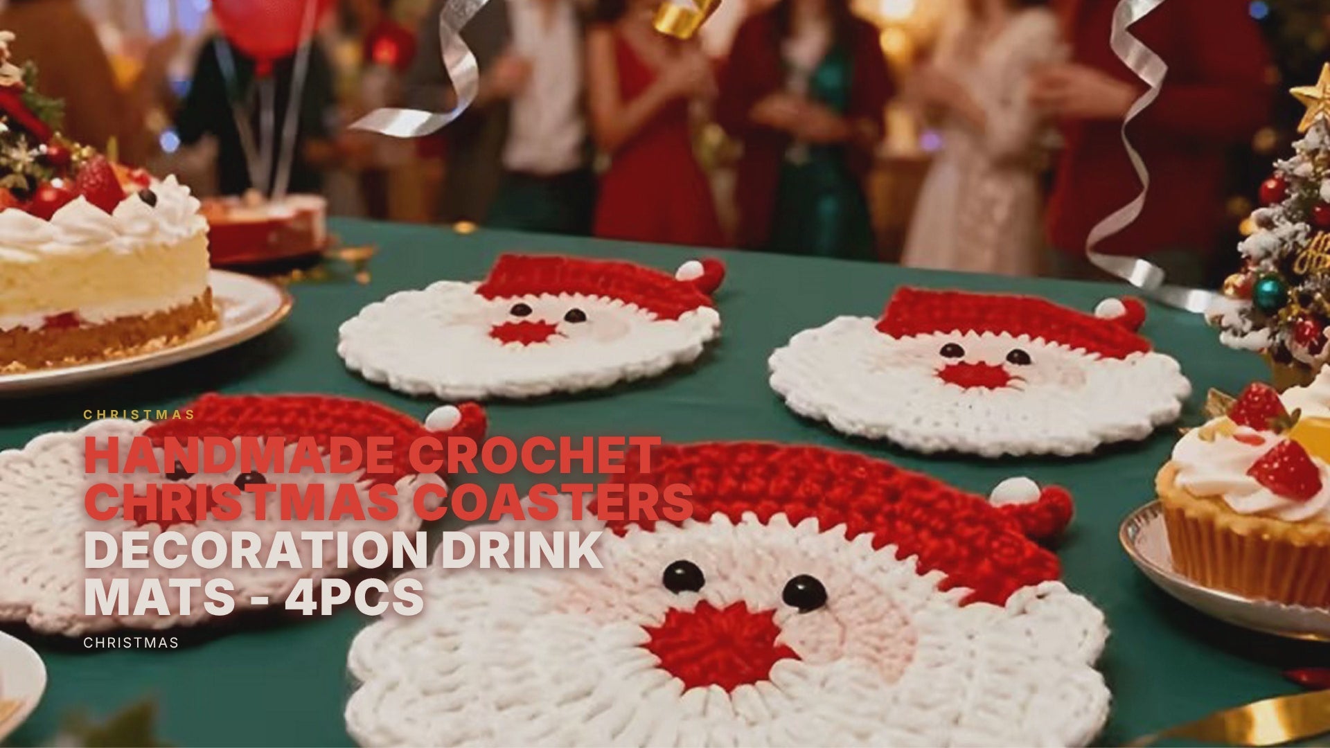 Handmade Crochet Christmas Coasters Holiday Table Decoration Drink Mats - 4PCS Christmas FoneFunShop