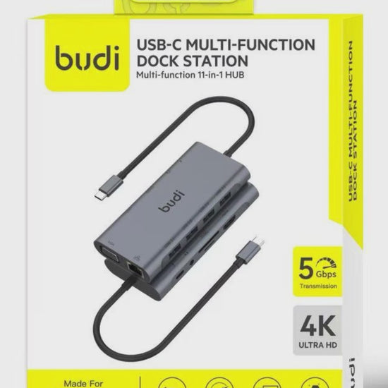 Budi 11-in-1 USB-C Docking Station HDMI VGA Ethernet SD TF Hub USB Hub FoneFunShop